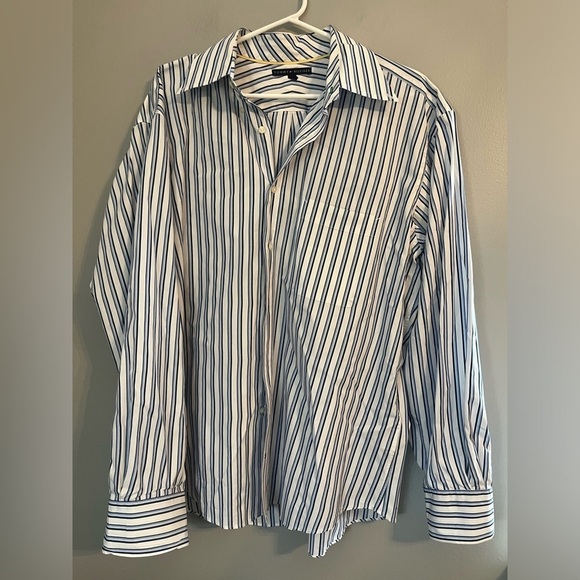 NWOT Tommy Hilfiger Men's Blue Striped Button Down Dress Shirt Size L - Picture 1 of 11